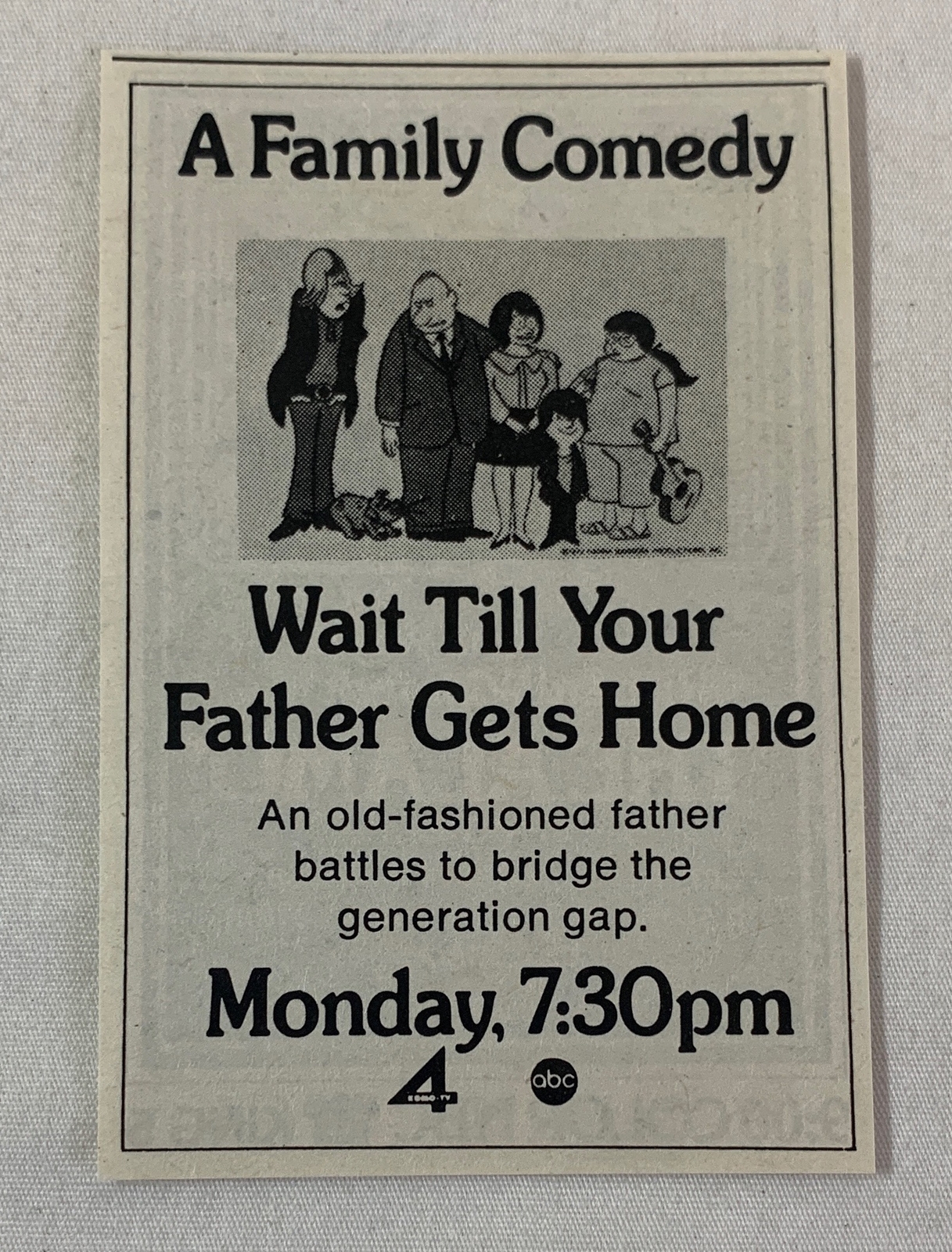 small 1973 ABC tv ad ~ WAIT TILL YOUR FATHER GETS HOME a family comedy