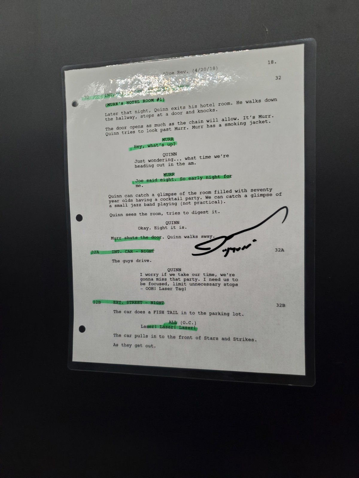 James Murray “Murr” Impractical Jokers Autographed 8×10 Signed Movie Script Page