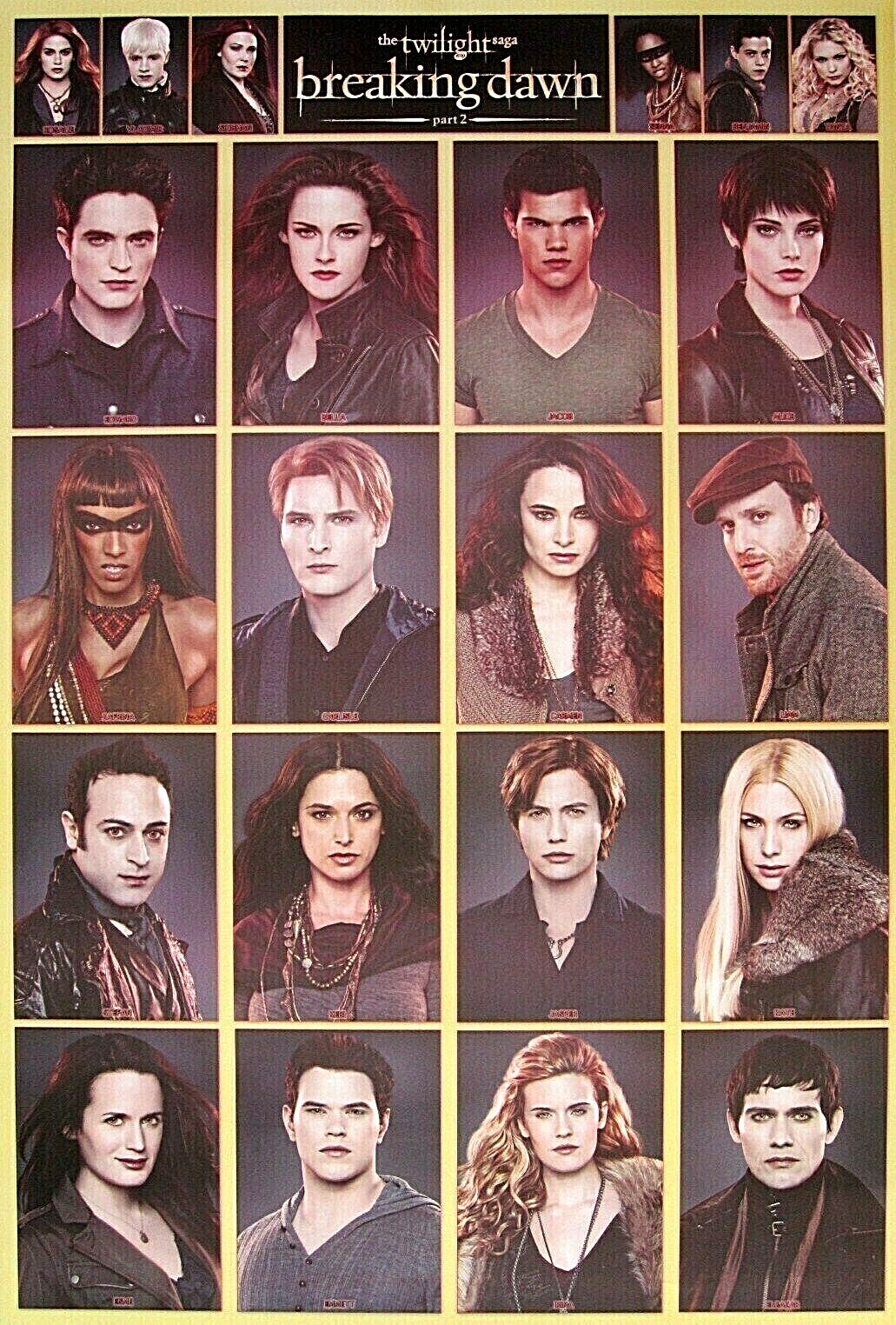 TWILIGHT “BREAKING DAWN – CAST OF CHARACTERS” POSTER FROM ASIA – 22 Movie Actors
