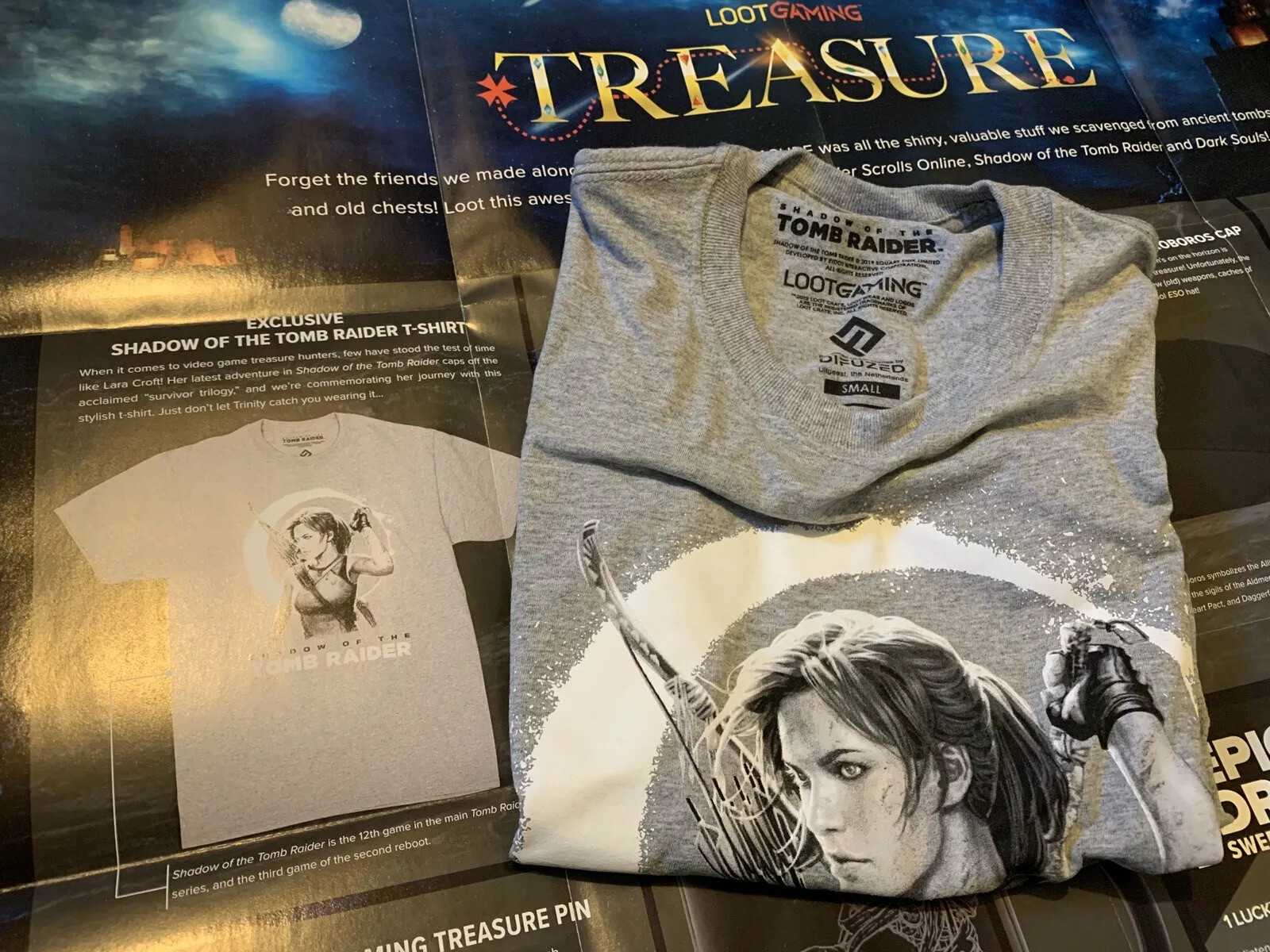 LOOT CRATE Gaming -Treasure -Elder Scrolls-Diablo-More COMPLETE SM T Shirt & Cap