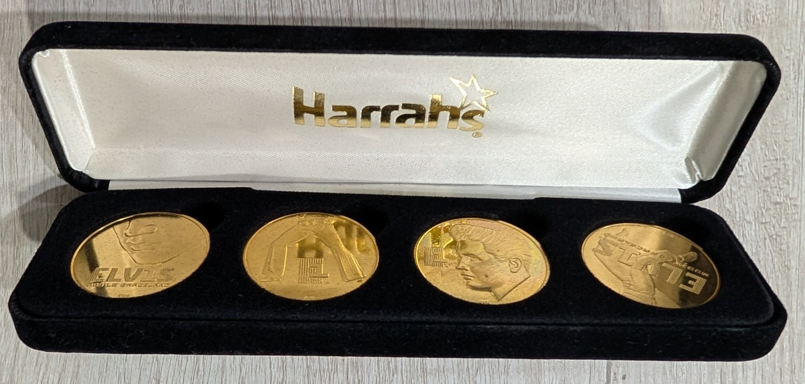Elvis Presley Gold Plated Coins Set of 4 Harrahs Las Vegas C 1988-89