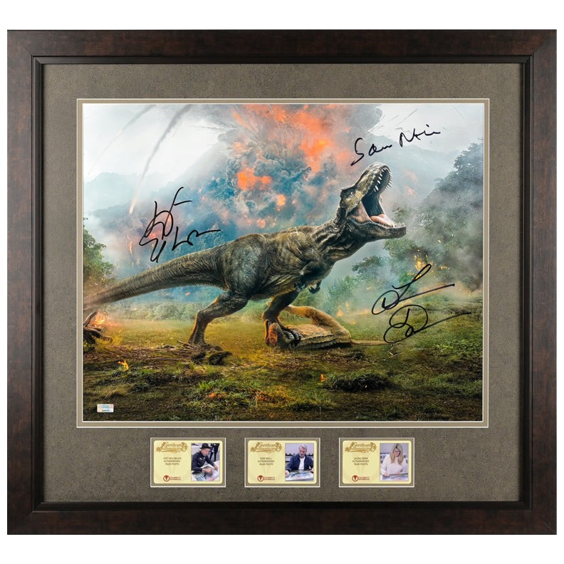 Laura Dern Jeff Goldblum Sam Neill Jurassic World Autographed Framed 16×20 Photo