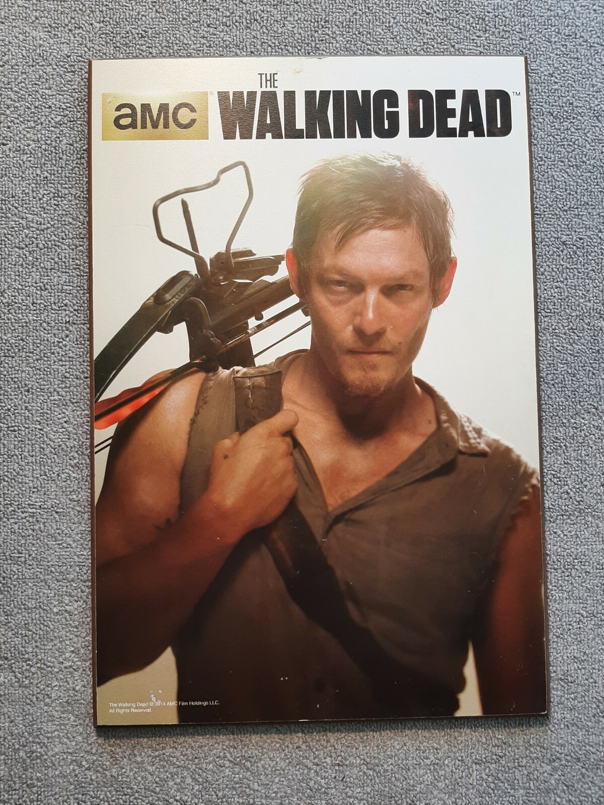 WALKING DEAD Picture Hard POSTER Plaque wall mount hook 19″ x 12″ rare 2014 *