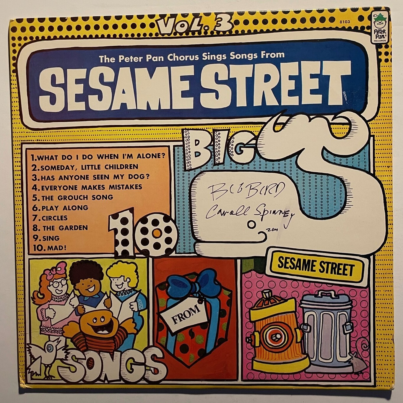 🎵 1974 Sesame Street Vol 3 LP signed by Carroll Spinney – Big Bird 🎵