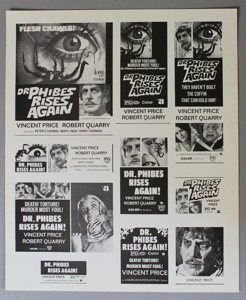 Dr. Phibes Rises Again 1972 Ad Sheet/Ad Slick 8 1/2″ x 11″