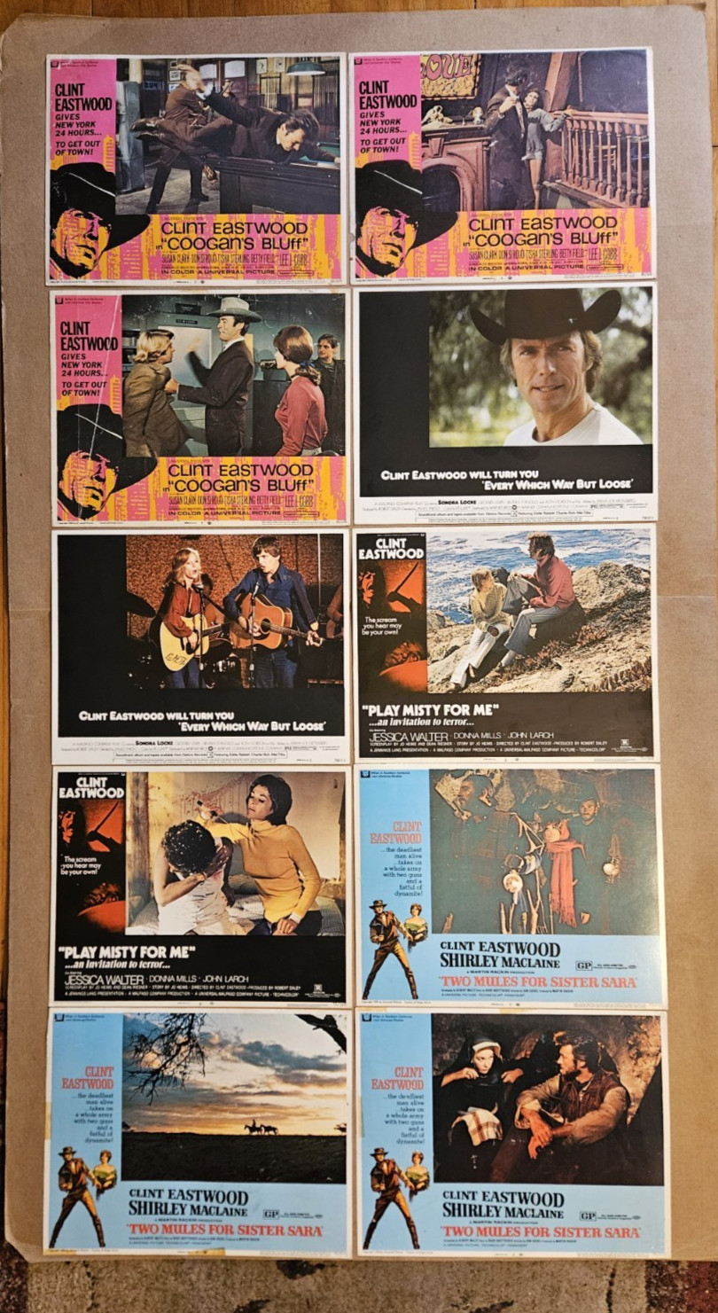 ☆ 10 CLINT EASTWOOD 11×14 Lobby Cards (all incomplete) 4 titles 1960’s to 1970’s