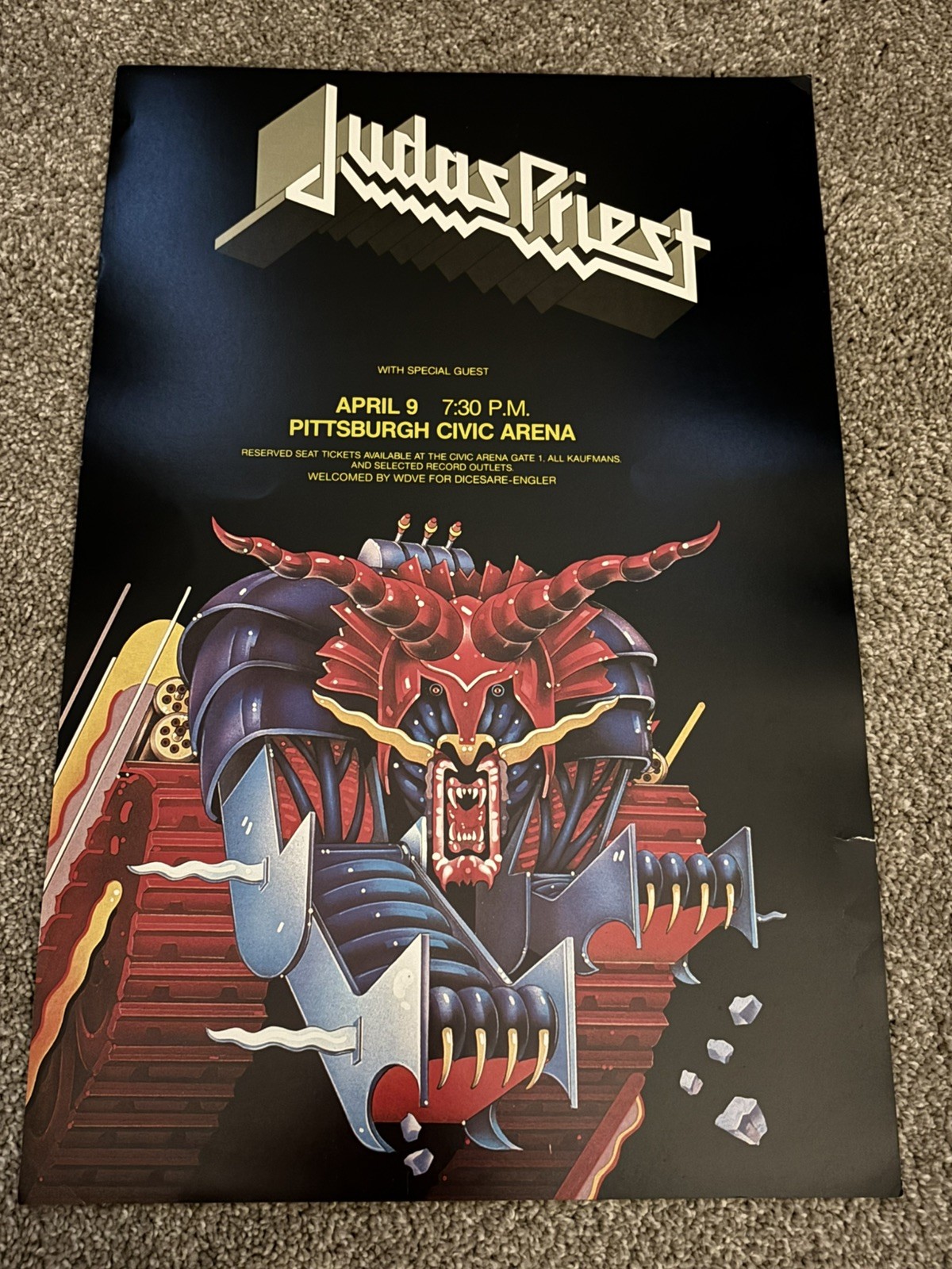 ORIGINAL JUDAS PRIEST 1984 METAL CONQUEROR CONCERT TOUR POSTER-Great White