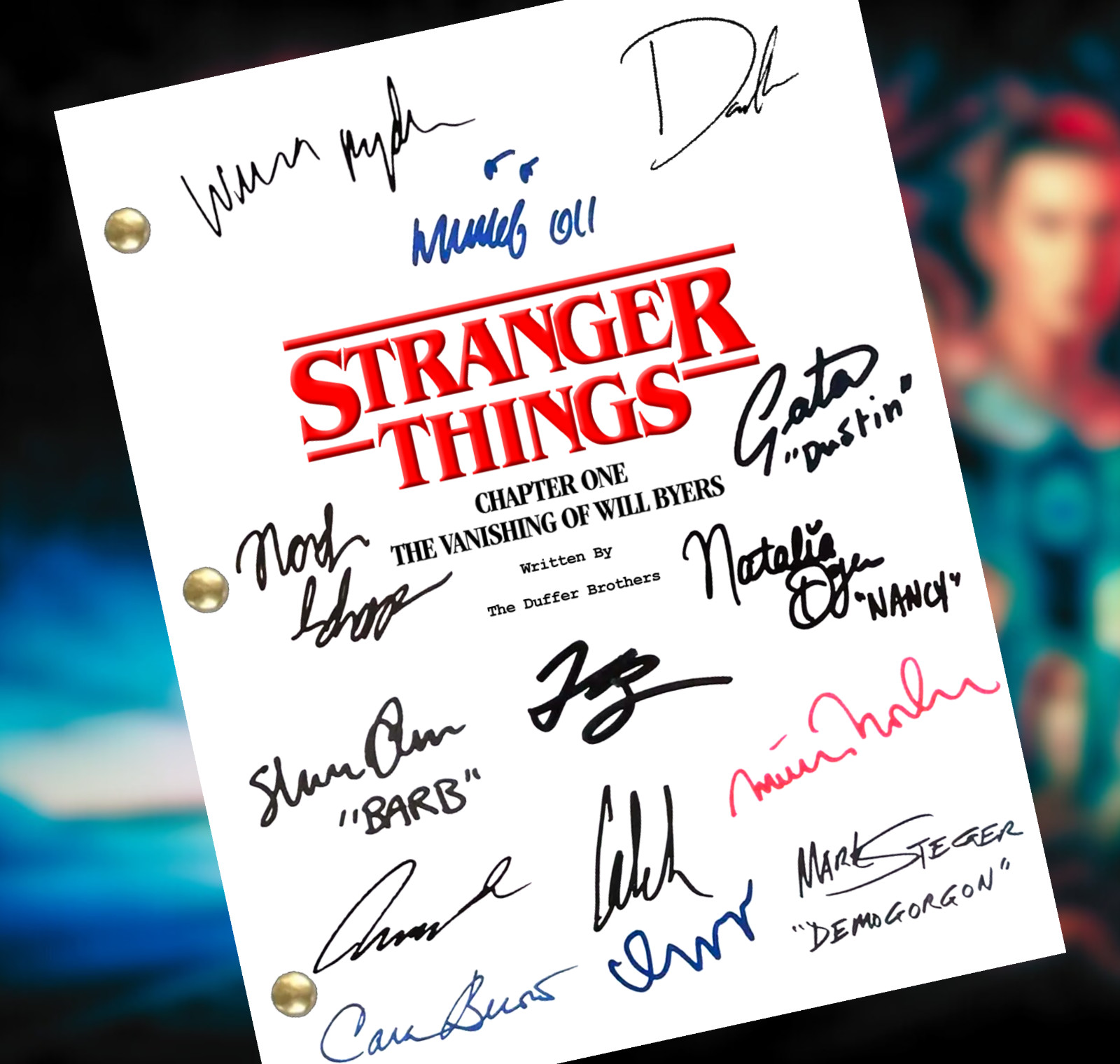 Stranger Things Pilot Script & 8X10 Pic Signed Reprint -Vanishing of Will Byers