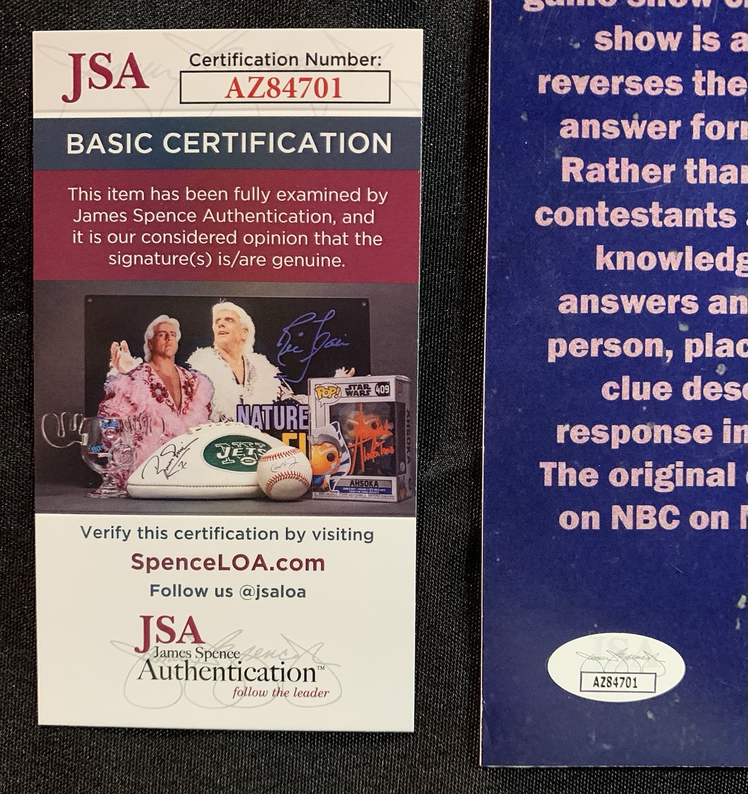 ALEX TREBEK Signed JEOPARDY Jumbo 8×10 Custom Card with JSA COA