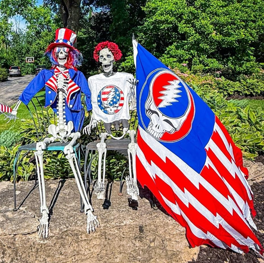 Grateful Dead Inspired Hand Batik-ed Stealie American Flag