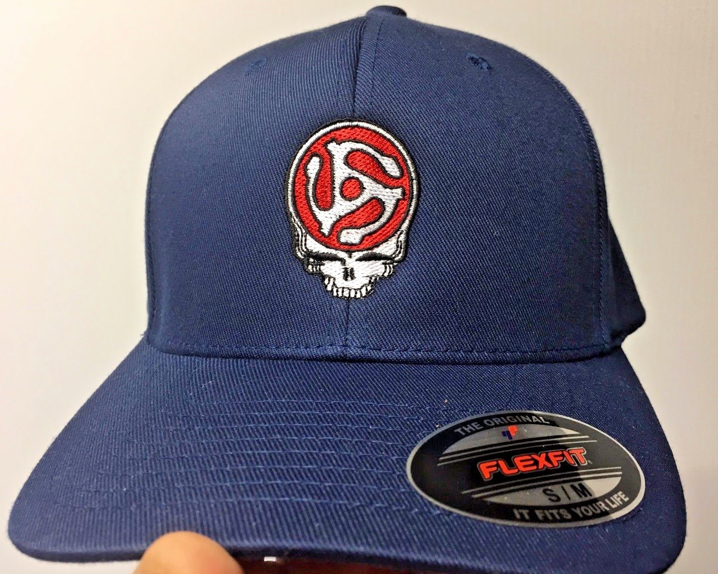 Grateful Dead Steal your Face 45 Record Spindle Embroidered Flexfit Ball Cap