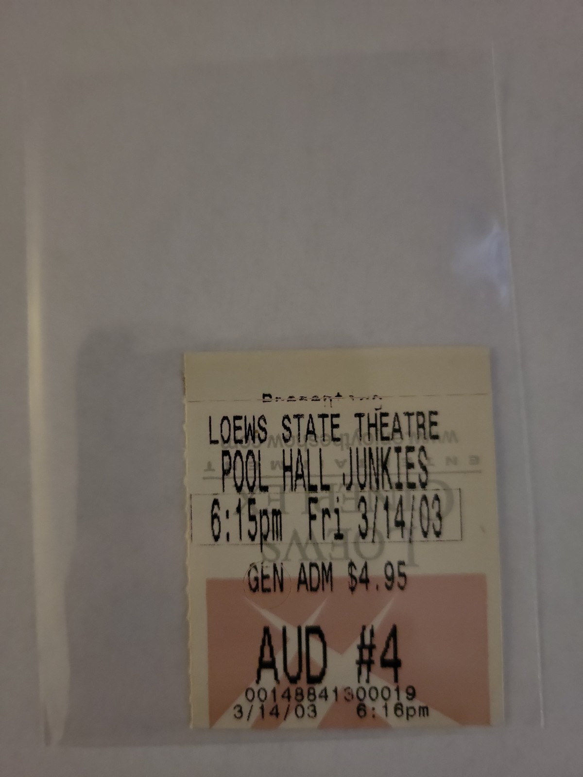 2003 Poolhall Junkies Original Movie Ticket Stub Christopher Walken Thriller