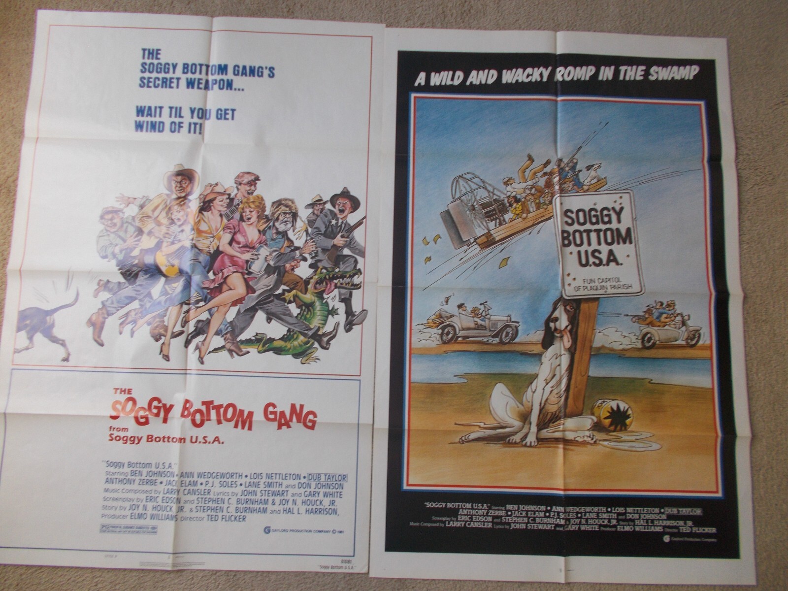 SOGGY BOTTOM U.S.A. PAIR OF ORIGINAL 1981 P.J. SOLES ONE SHEET MOVIE POSTERS