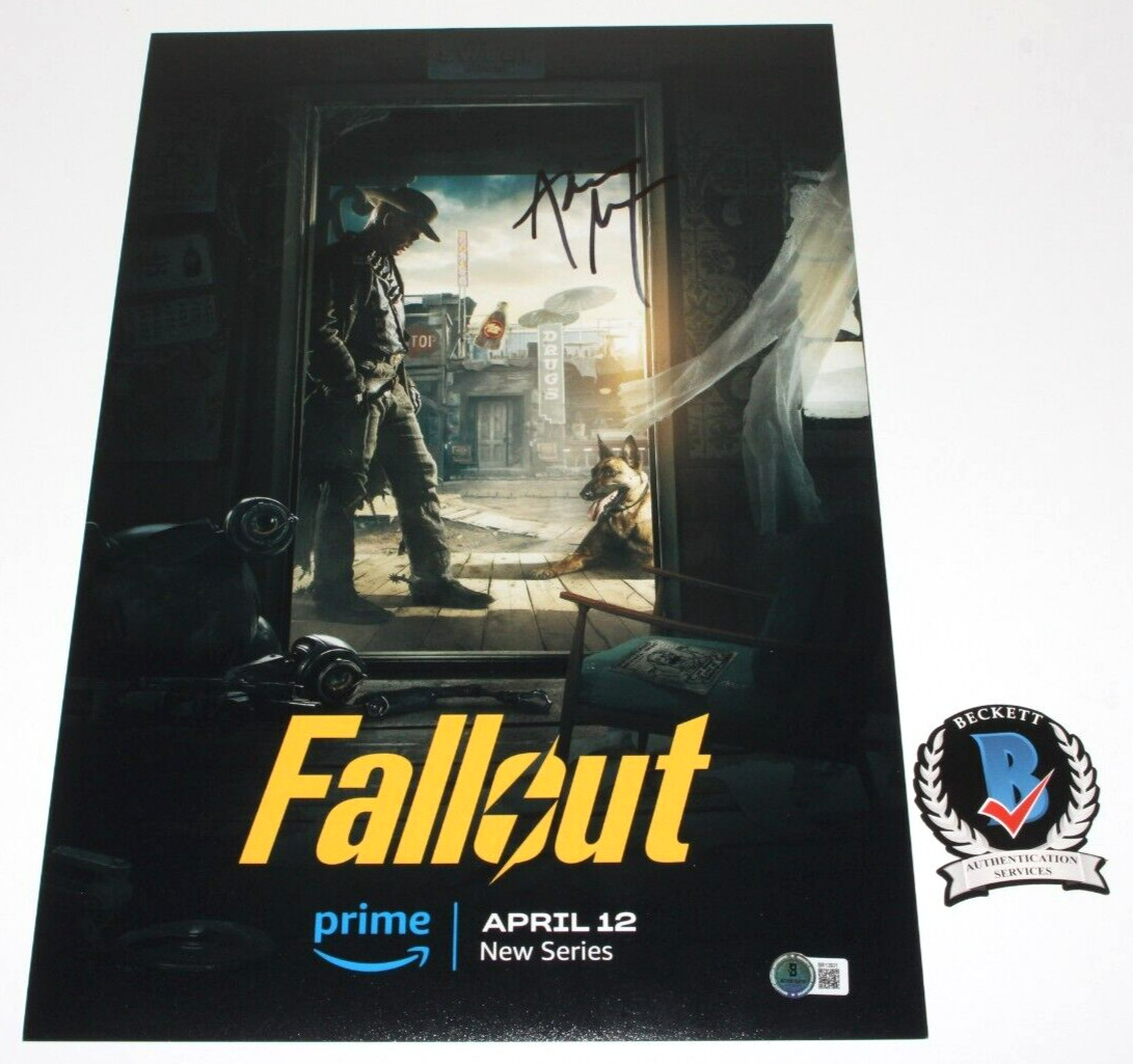 AARON MOTEN SIGNED ‘FALLOUT’ MAXIMUS 12×18 POSTER TV SHOW BECKETT BAS COA