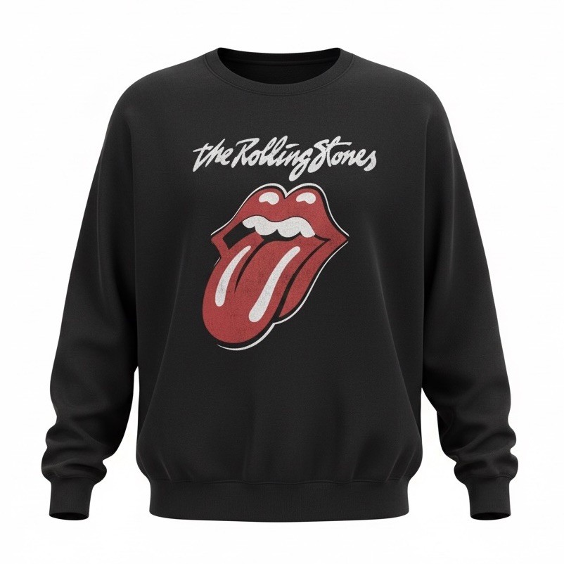 Rolling Stones Tongue Logo Graphic Crewneck Sweatshirt XXL Black Bravado Band