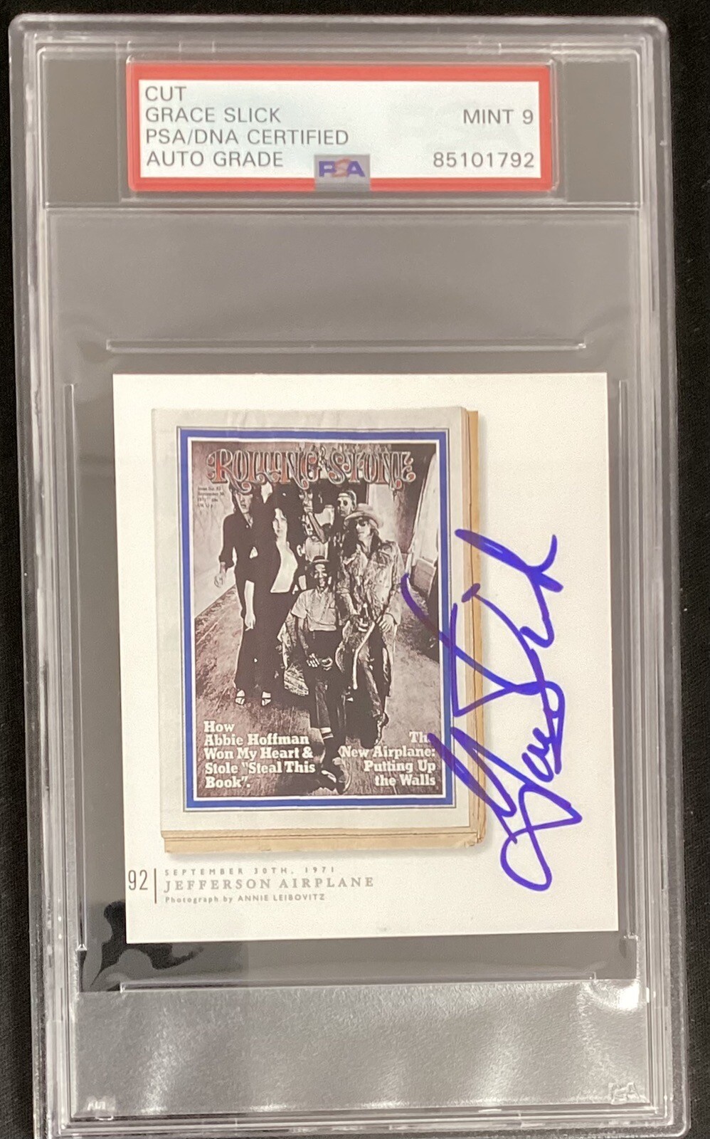 Grace Slick Signed Cut Page Rolling Stone Jefferson Airplane Autograph PSA/DNA 9