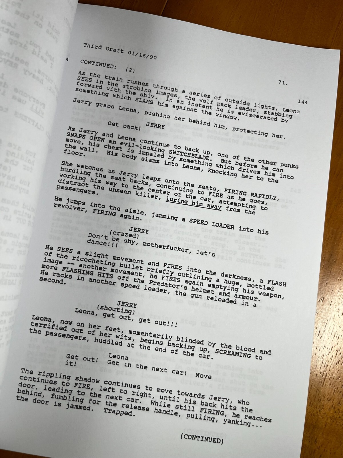 Predator 2 Script Signed- Autograph Reprints – Full Script – 108 Pages