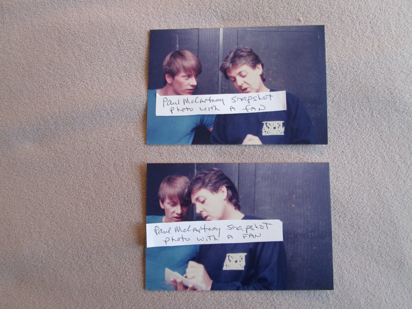 Paul McCartney set of 2 snapshot photos with a fan 3 1/2″ x 5″ The Beatles