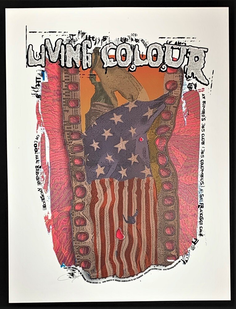 Living Colour POSTER Bimbos Silkscreen Firehouse Signed Ron Donovan Silver/Black