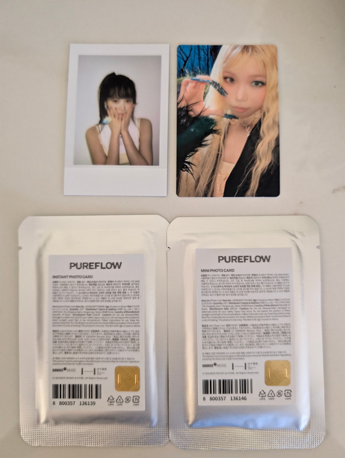 LE SSERAFIM Pureflow Photocard Pack pt. 1 Pop Up Chaewon Kazuha Yunjin Sakura