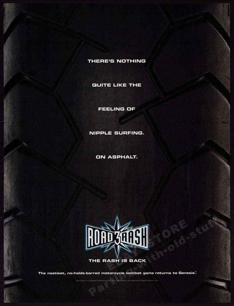 ROAD RASH 3__Original 1995 print AD / game promo__Sega Genesis__Electronic Arts