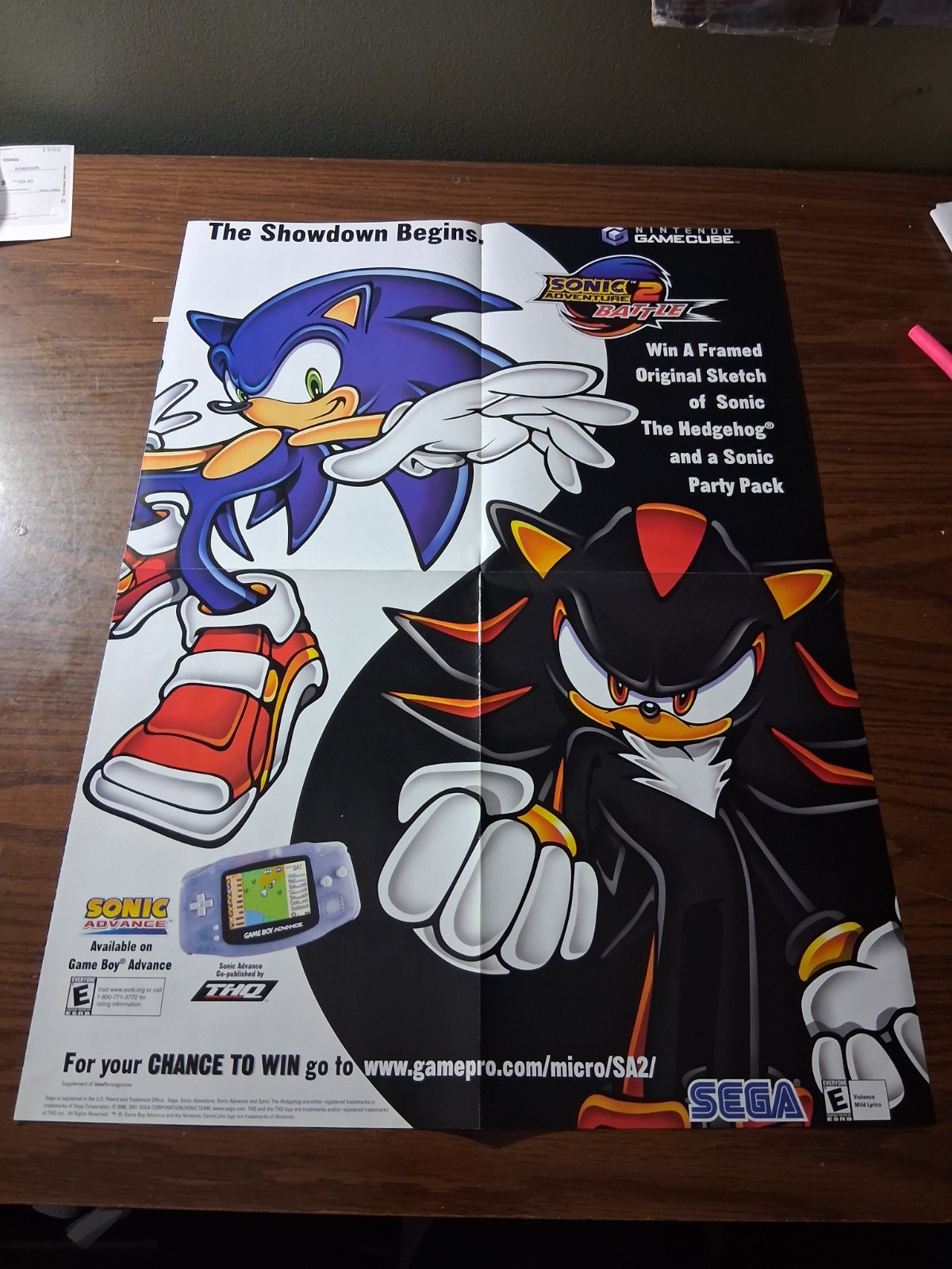 Sonic Adventure Battle Video Game 2001 Poster Double Sided Print Ad 16X20