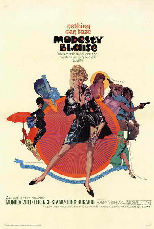 MODESTY BLAISE Movie POSTER 27×40 Monica Vitti Terence Stamp Dirk Bogarde Harry