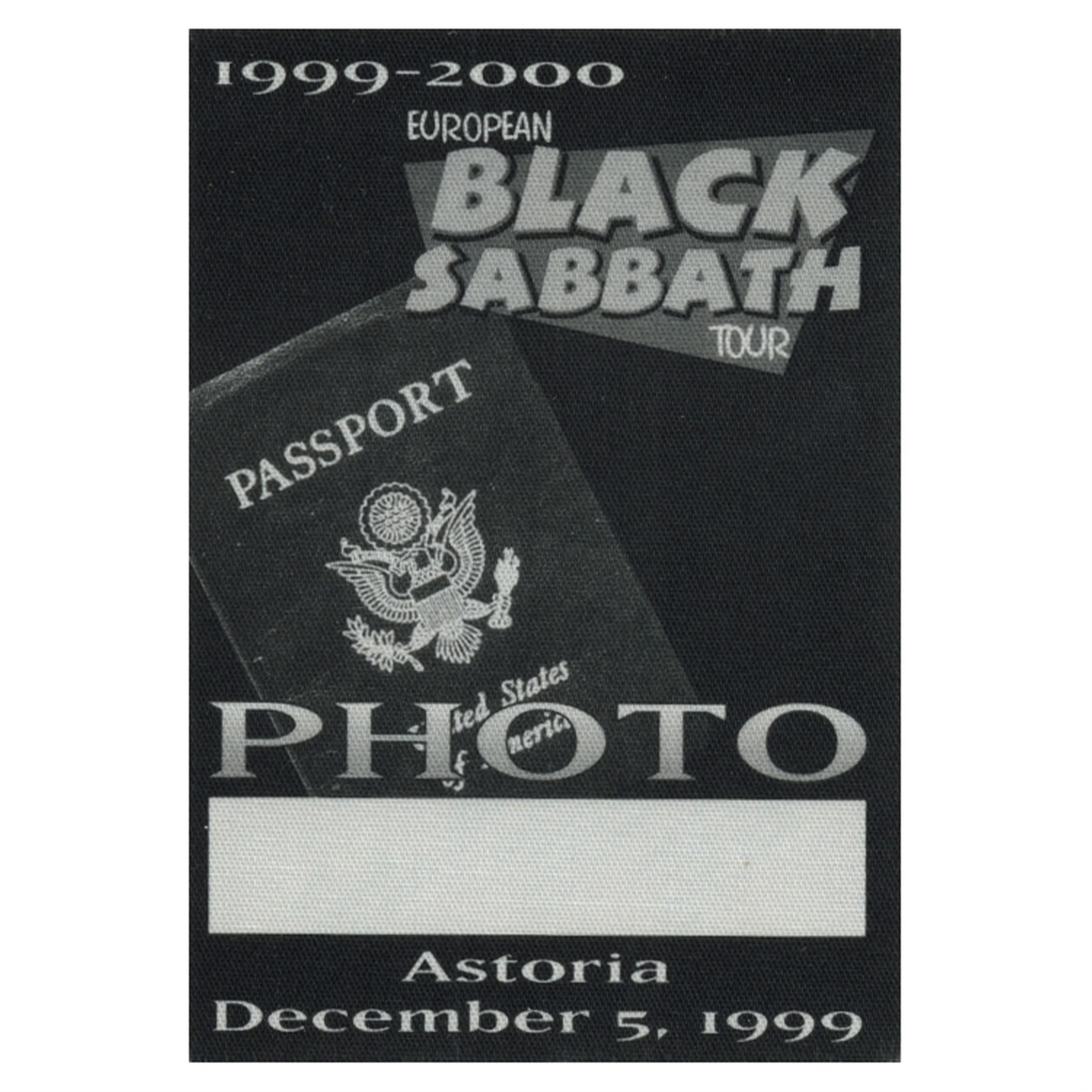 Black Sabbath 1999 Reunion Concert Tour Photo Backstage Pass