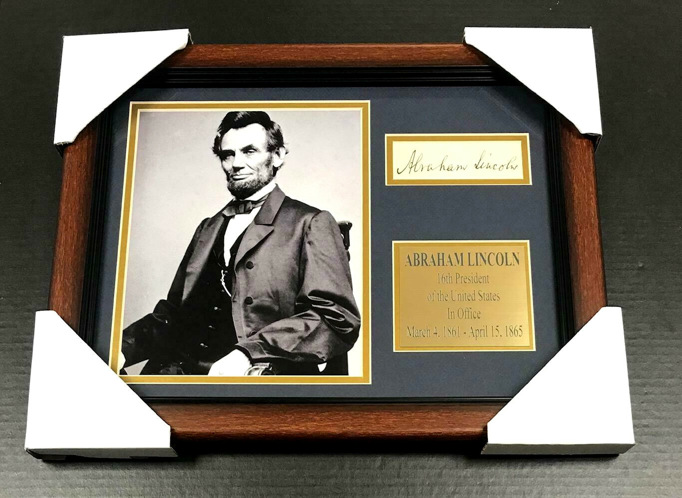 ABRAHAM LINCOLN Autographed Facsimile Reprint Framed 8×10 Photo PRESIDENT USA
