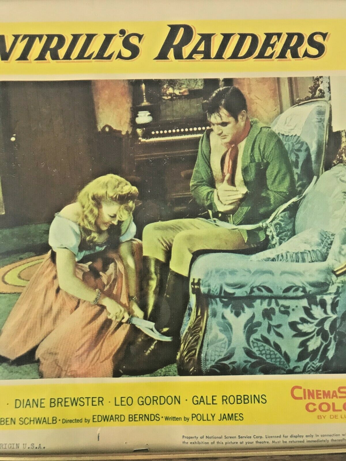 Vintage 1958 Allied Artist Framed Movie Lobby Card Quantrill’s Raiders