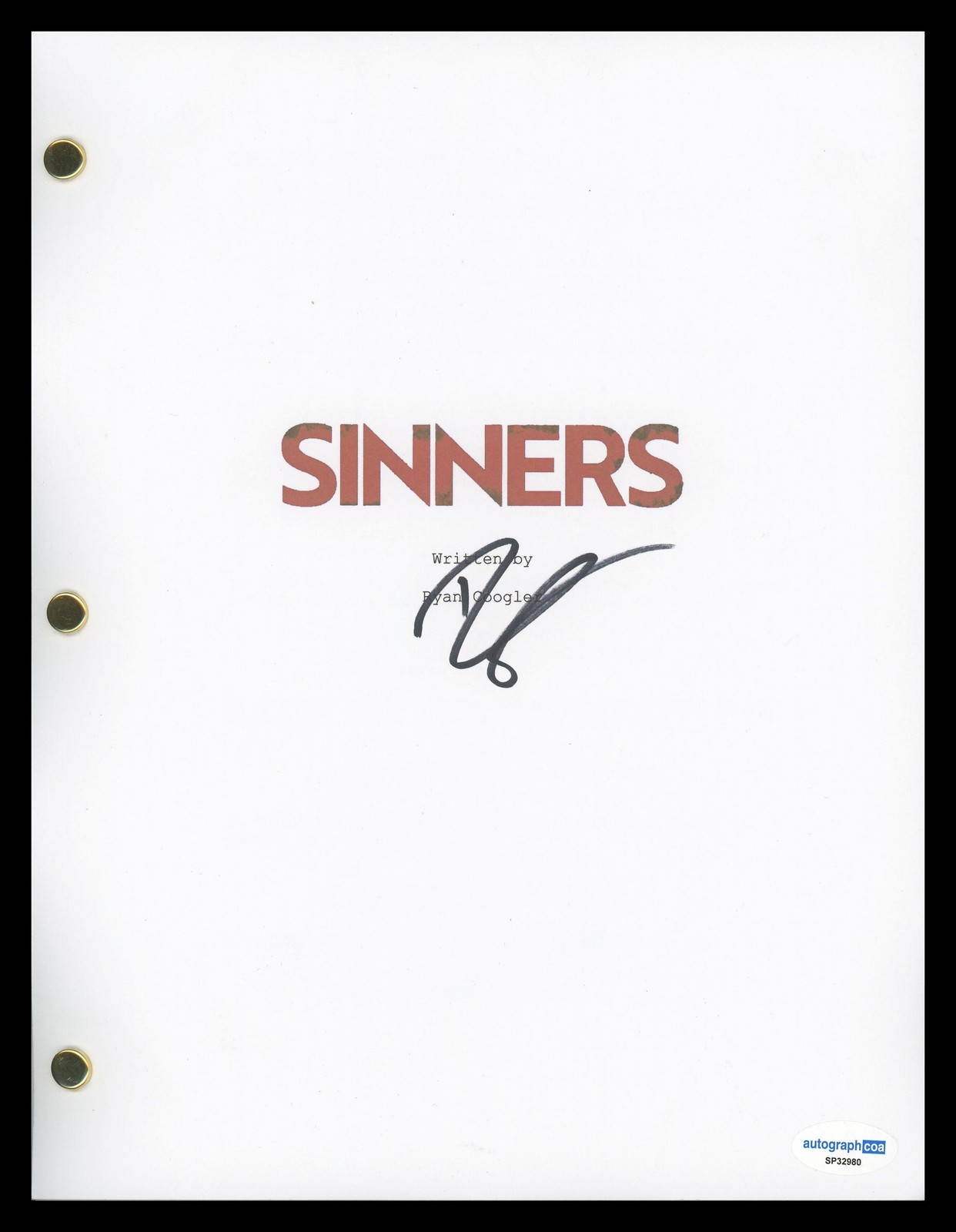 Ryan Coogler “Sinners” Director AUTOGRAPH Signed Full Script Screenplay B ACOA