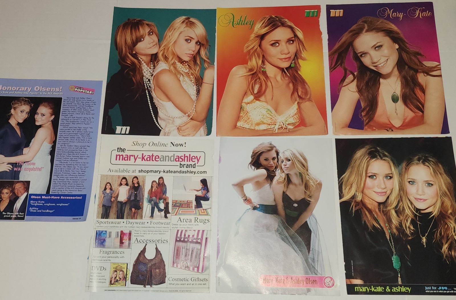 Mary Kate & Ashley Olsen (7) Small Size Posters & Ad/Article from Magazines
