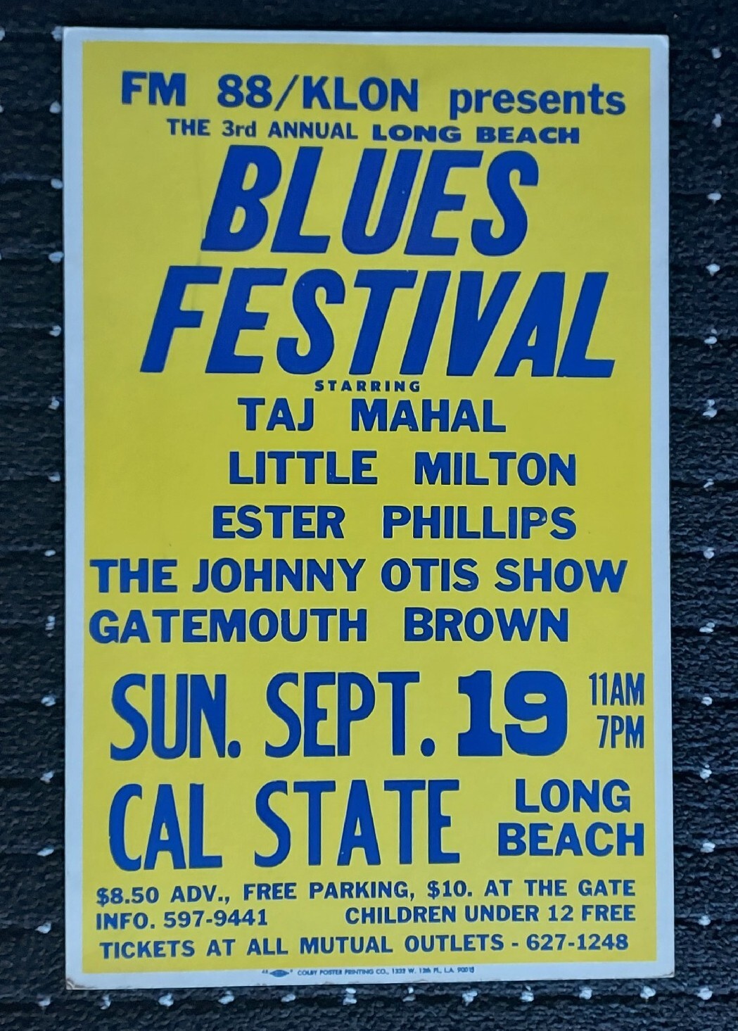 Blues Festival Concert Poster featuring Taj Mahal 22″ X 15″ original