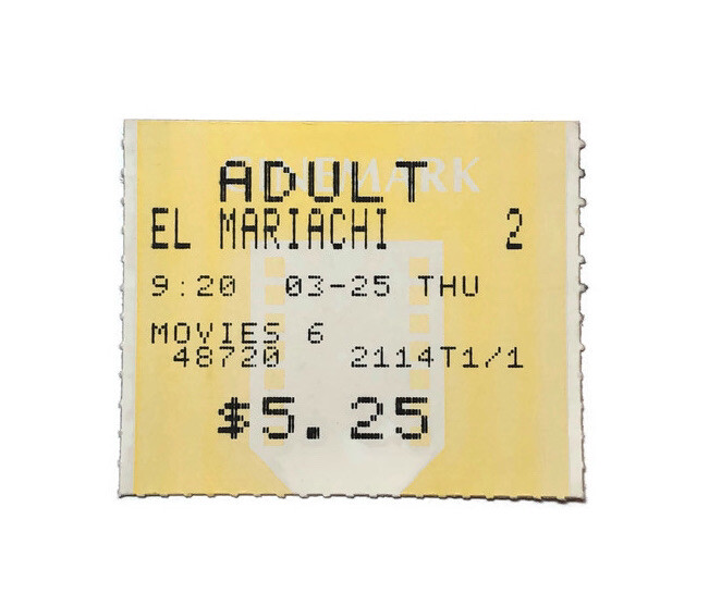 EL MARIACHI Authentic Original Movie Ticket Stub Vintage 1993 Cinemark