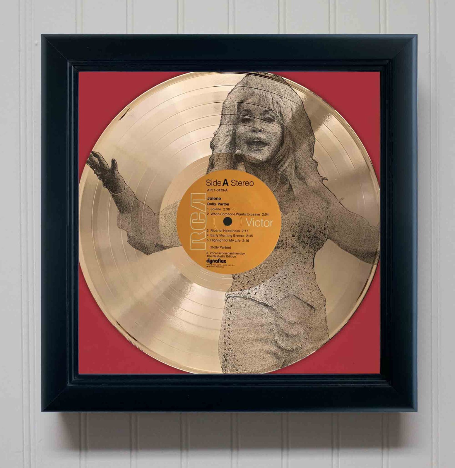 Dolly Parton Joleen Framed Gold Etched LP Shadowbox