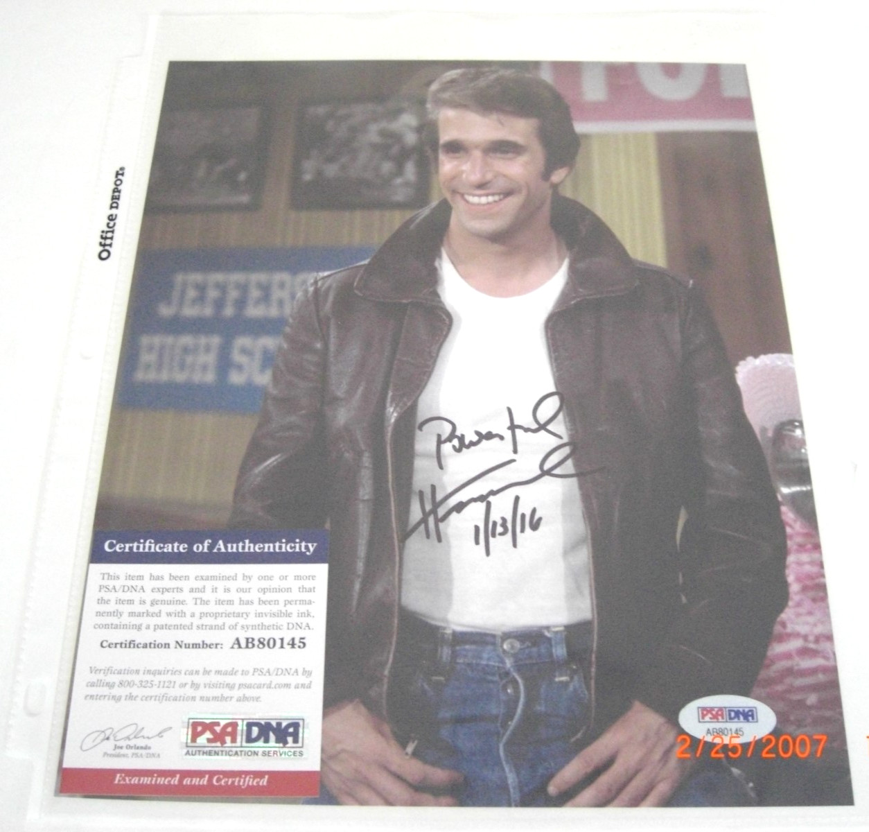 HENRY WINKLER HAPPY DAYS THE FONZ,COOL PSA/DNA SIGNED 8X10 PHOTO