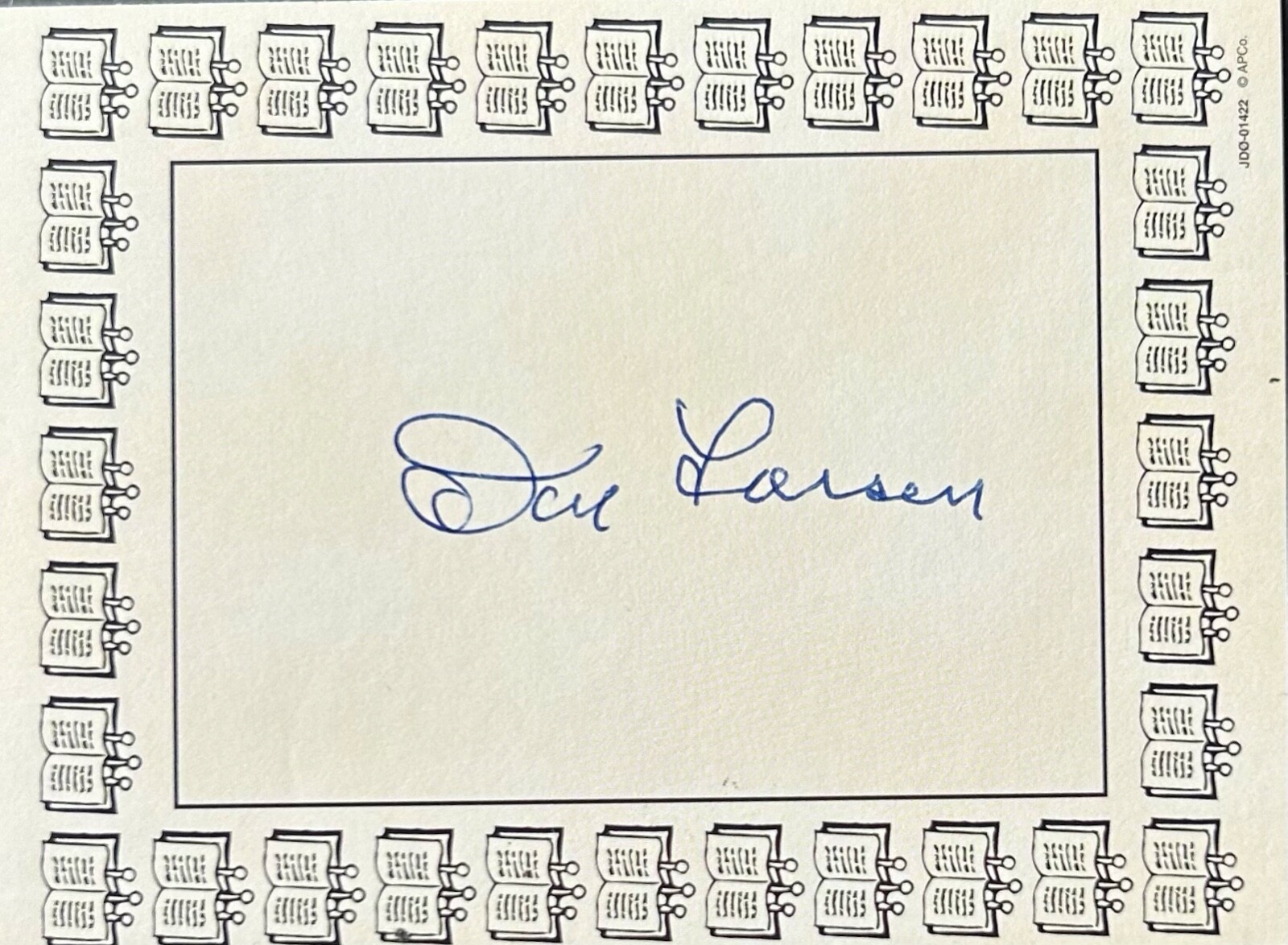 DON LARSEN Signed Autograph 3×4 Inch Bookplate