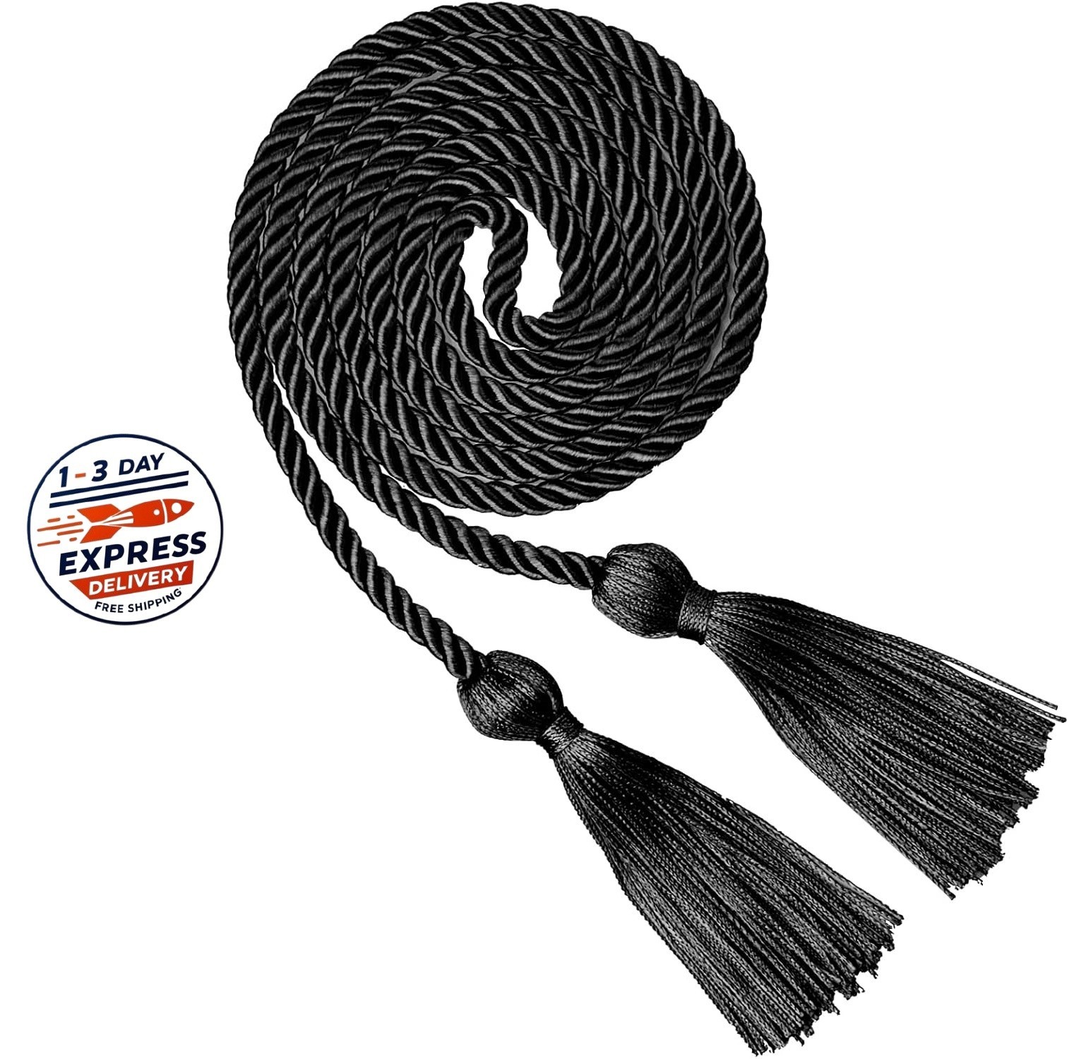 Cordón de graduación negro, cordón de honor para la promoción de, poliéster