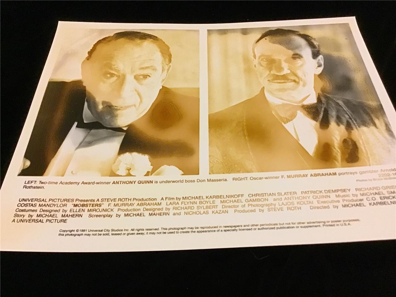 Movie Still Mobsters 1991 F,Murray Abraham, Anthony Quinn—Emulsion Deterioration