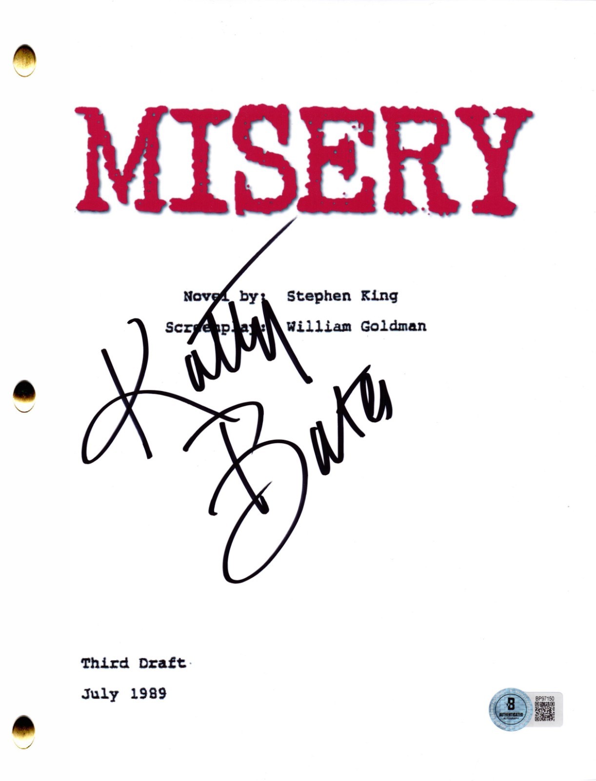 Kathy Bates Signed Misery Full Script Authentic Autograph Beckett