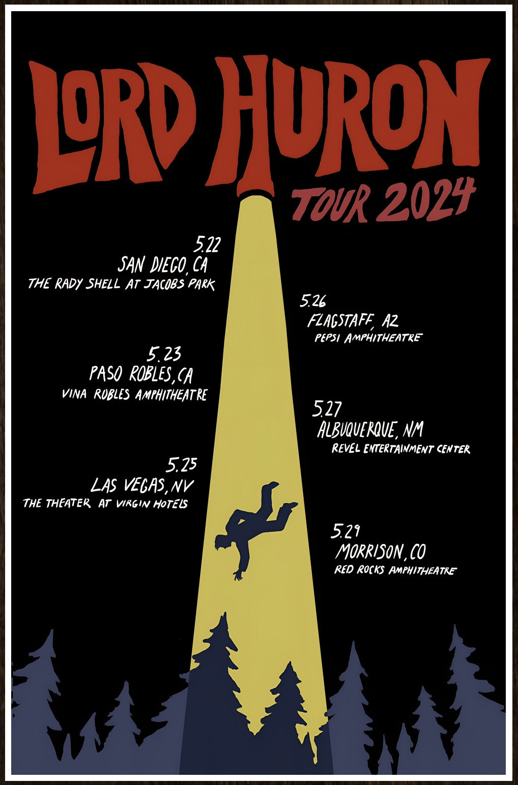 LORD HURON Spring Tour 2024 Ltd Ed New RARE Poster +BONUS Indie Folk Rock Poster