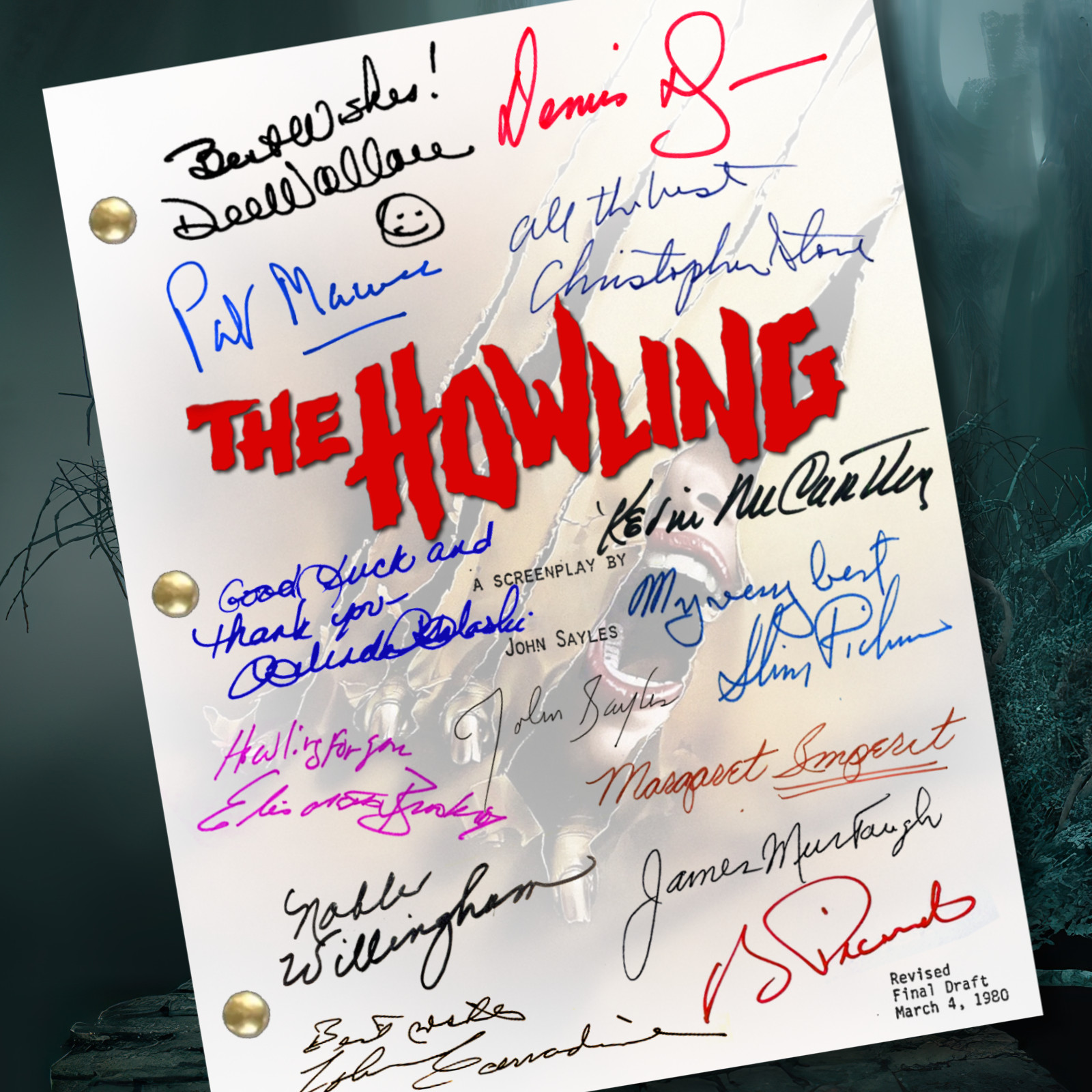 The Howling Script Signed Autograph Reprints |Horror Halloween Werewolf