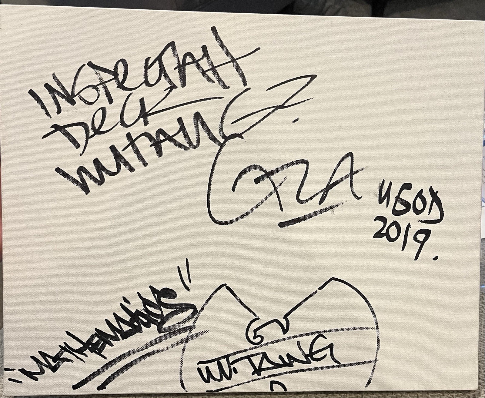 WU-TANG CLAN Signed & Inscribed Canvas Large Bold Autograph Full JSA Letter Rare