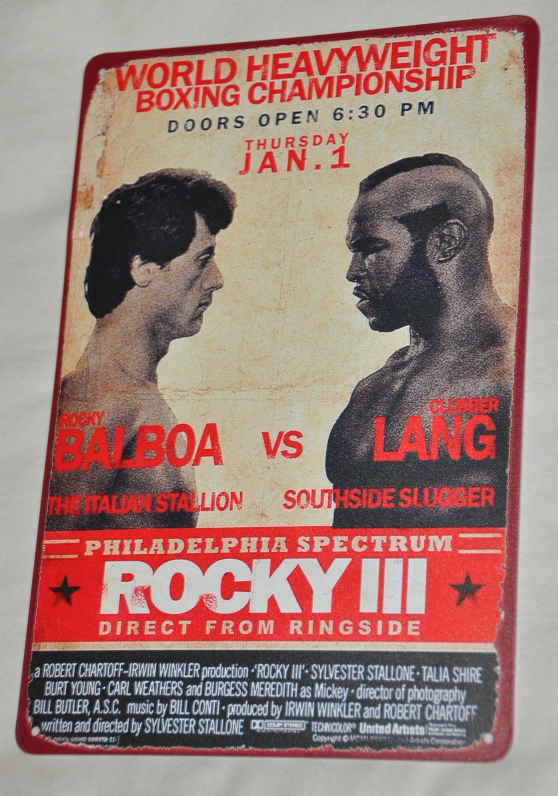 Rocky III Metal Tin Sign Balboa vs Lang Boxing Movie Poster Man Cave 8×12