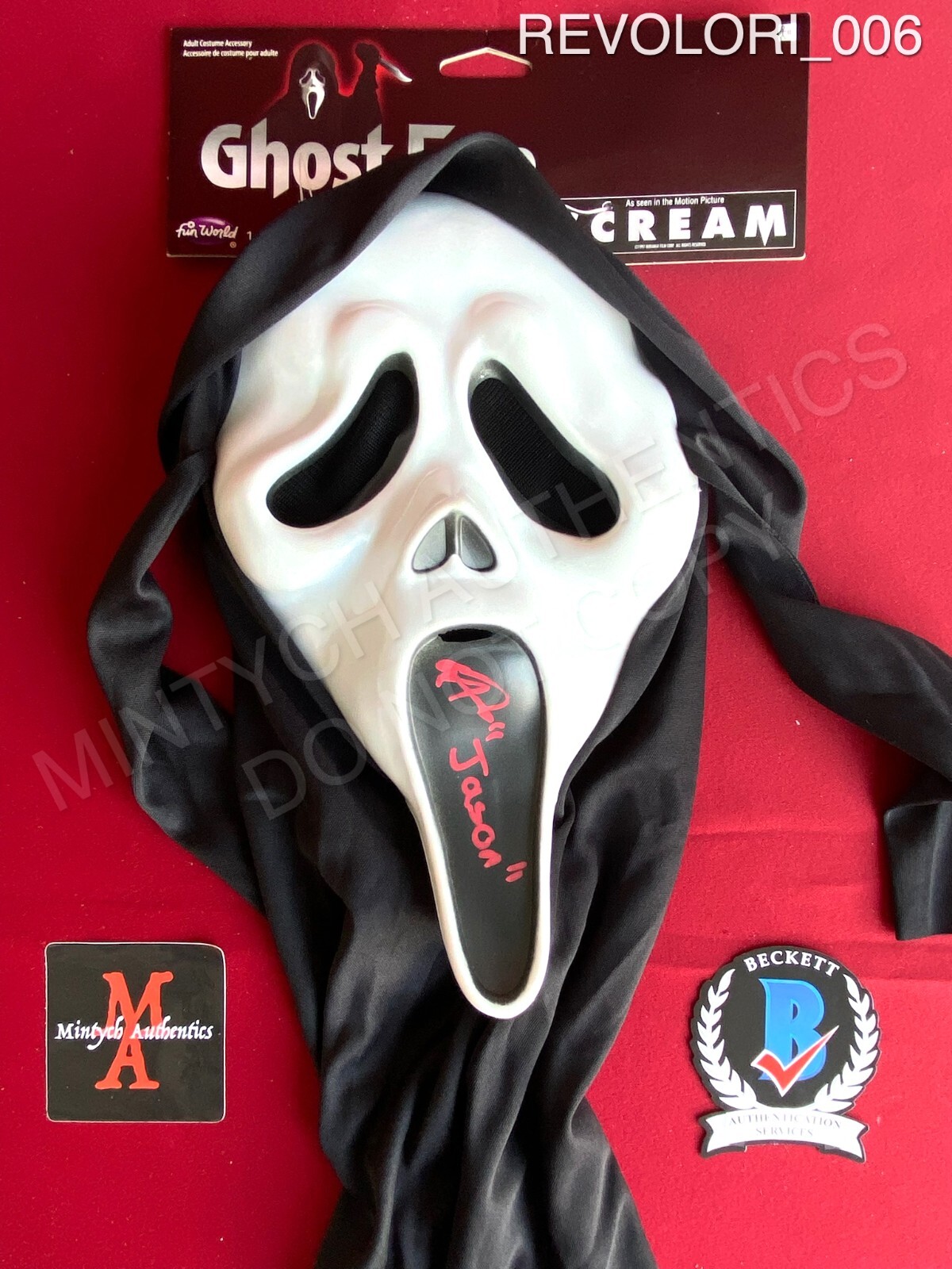 Tony Revolori signed Ghostface Fun World UW mask Jason Scream Beckett COA