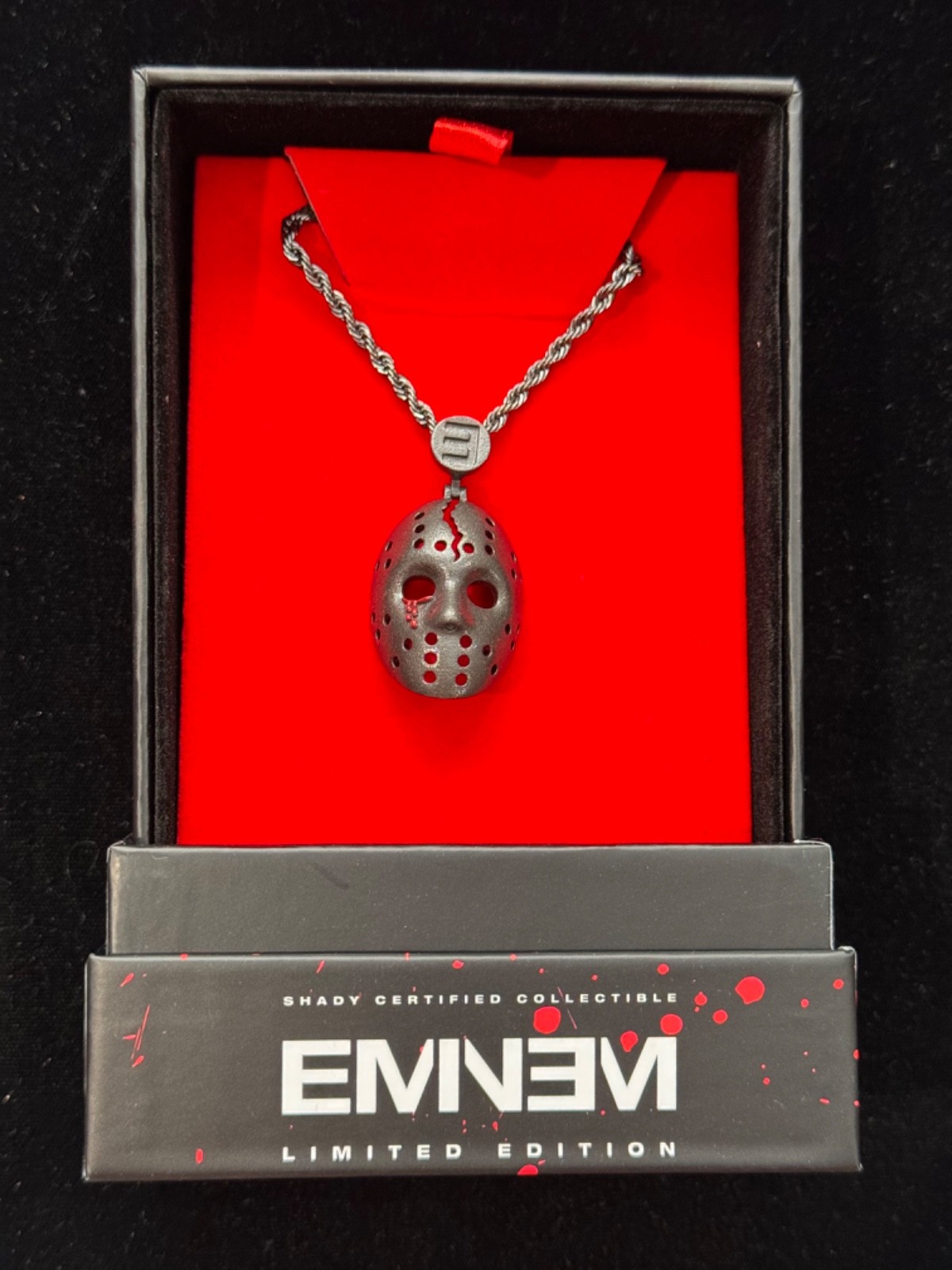 Slim Shady Eminem 24″ Chain Hockey Mask Gun Metal Pendant Limited Edition NEW