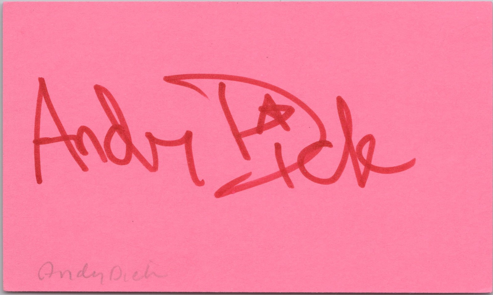 Andy Dick Signed 3×5 Index Card Comedian Autographed