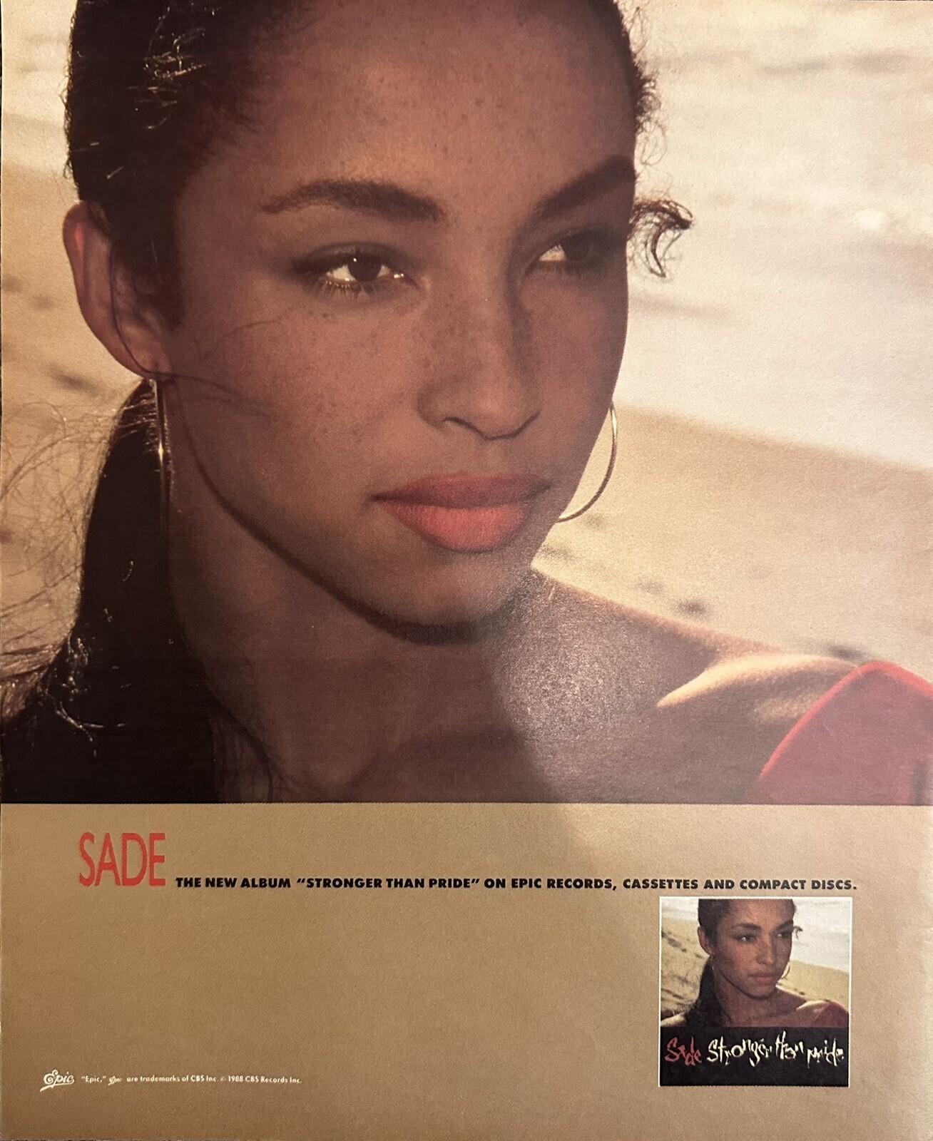 1988 Sade: Stronger Then Pride Music Album Print Ad (Approx. 10.5×12.5)