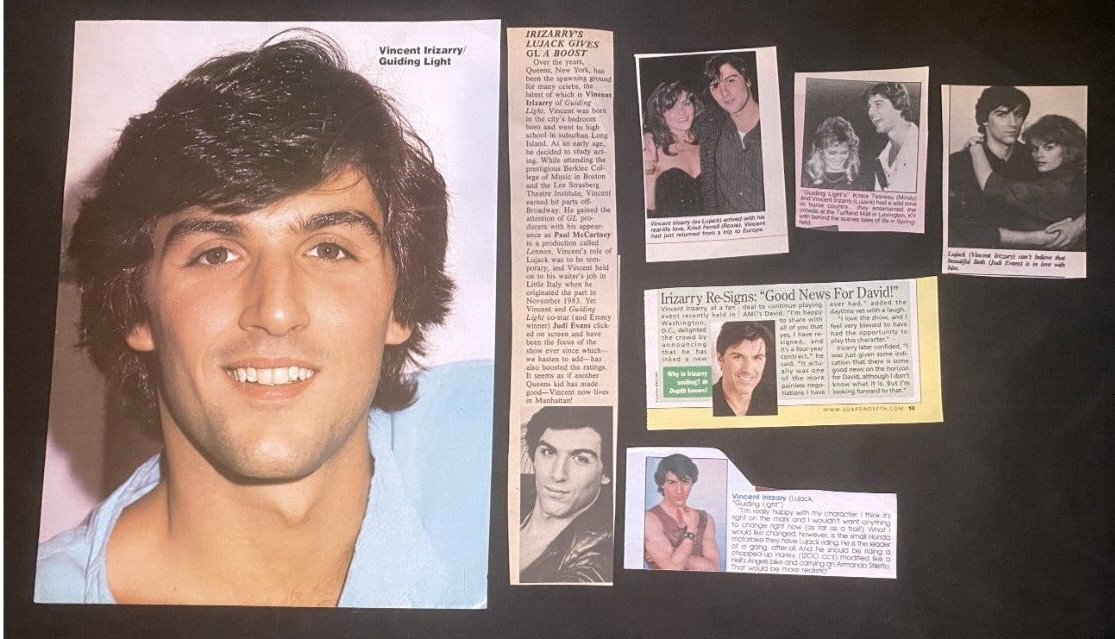 Vincent Irizarry MAGAZINE CLIPPINGS guiding light all my children soap opera