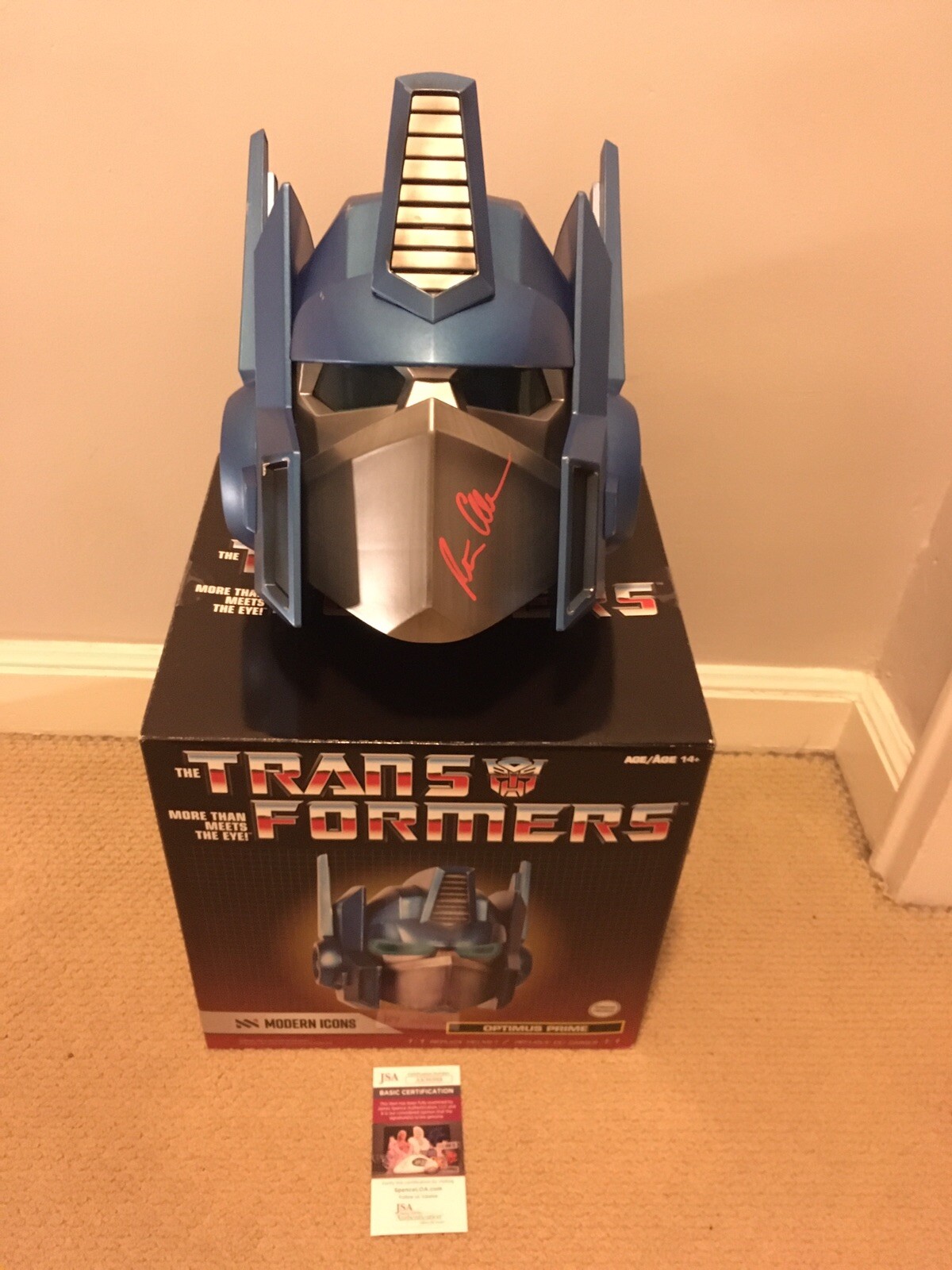 TRANSFORMERS PETER CULLEN SIGNED OPTIMUS PRIME FULL SIZED HELMET! COA JSA